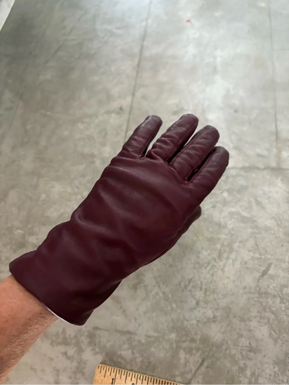 vintage-style burgundy leather gloves